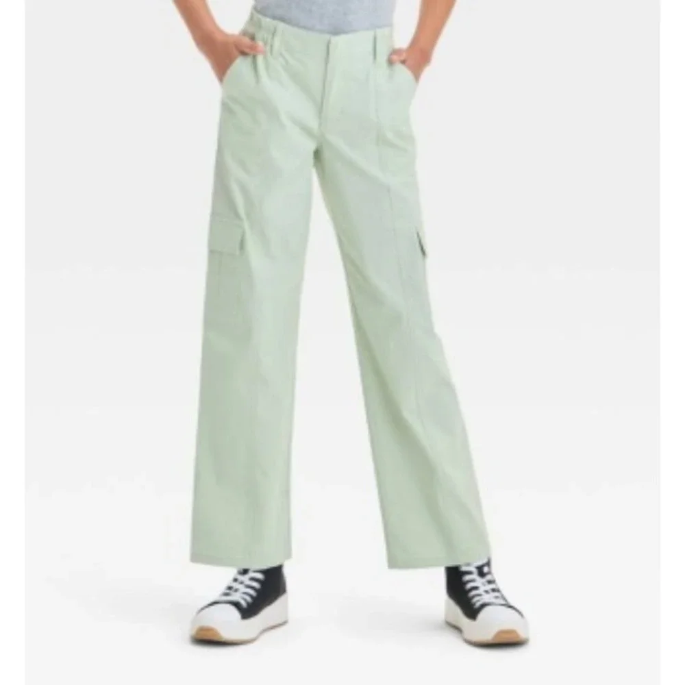 Art Class Green Wide Leg Cargo Pants, Girls Pants XL 14
